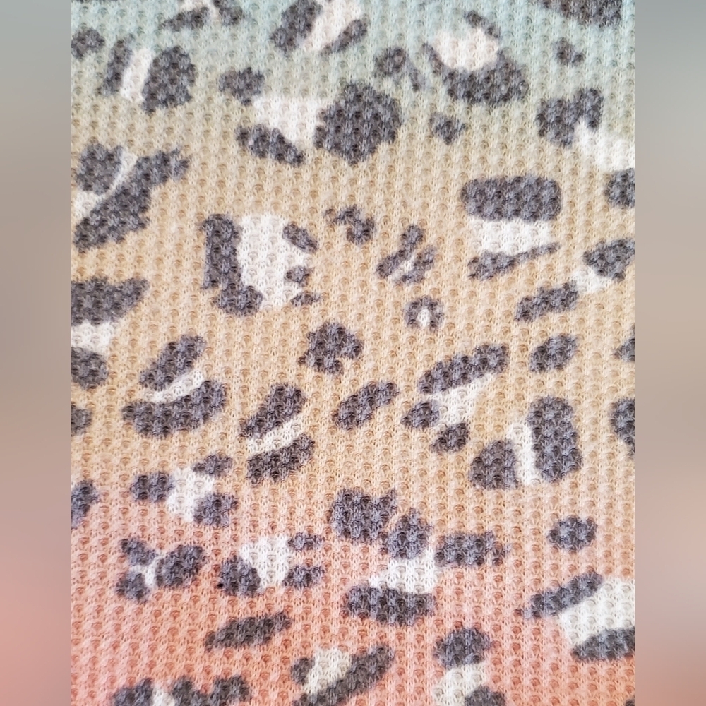 Lovely J Multicolor Pastel Leopard Print Knit Top V-Neck Long Sleeve Size M - Picture 5 of 7